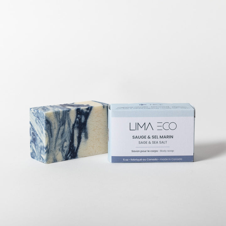 A stroll by the sea, this bar of sage and sea salt soap is a daily essential. With a very marine scent, you'd think you were in Nice on the Côte d'Azur, and the soap's colors are similar to the sea.